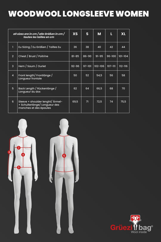 WoodWool Longsleeve shirt W Lady Chapel Black Size chart