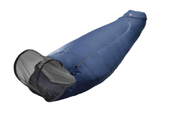 Schlafsack Biopod Wolle Zero Nightblue mit Moskitonetz